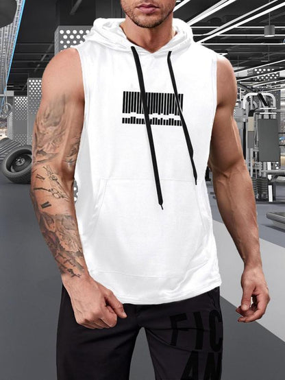Graphic Drawstring Hooded Sweat Activated Sports Top